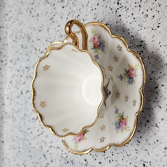 Vintage Royal Stuart Spencer Stevenson Eastern Star Rose Bouquet Cup Saucer Set - Picture 7 of 7